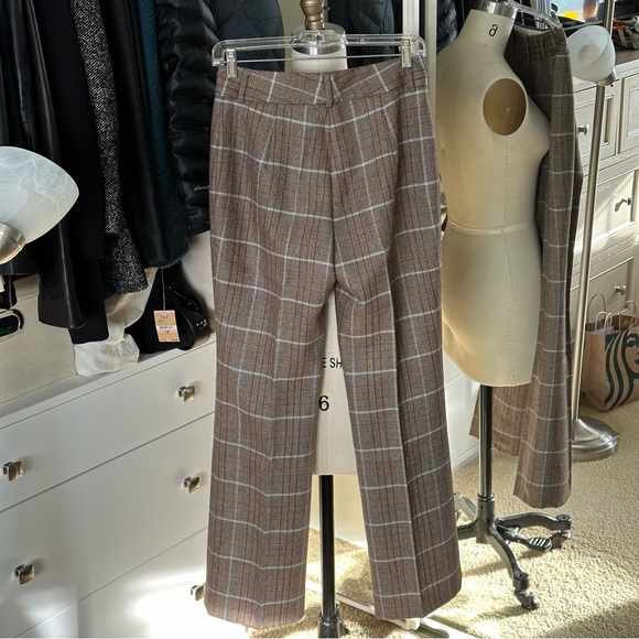Banana Republic Vintage Wool Brown Blue Plaid Pants Size: 2L - Picture 2 of 16